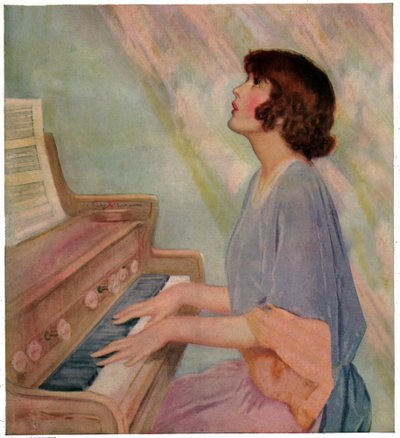 Nő orgonán játszik alkotó: French School