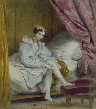 Harisnyát húzó nő, 1830 körül alkotó: French School
