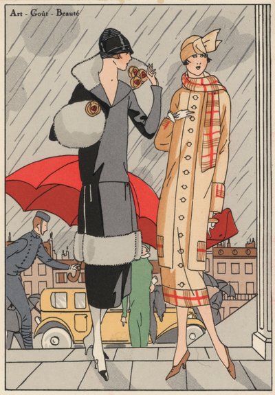 Premet és Gustave Beer tervezők 1920-as évekbeli női divatja. (színes litográfia) alkotó: French School