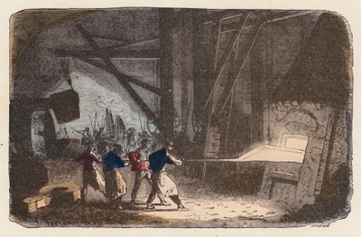 Munka vasalással kemencében (színes gravírozás) alkotó: French School