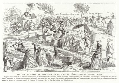 A Champ de Mars-on dolgozik a Fete de la Federation előkészítéseként, Párizs, francia forradalom, 1790. július 14. alkotó: French School