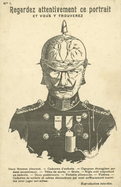 világháborús németellenes propaganda képeslap (litho) alkotó: French School