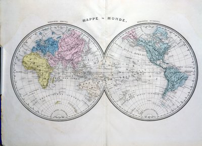 Világtérkép, Atlas Geographic Moderne illusztrációja, Prosper-Auguste Poulain de Bossay, 1850 körül alkotó: French School