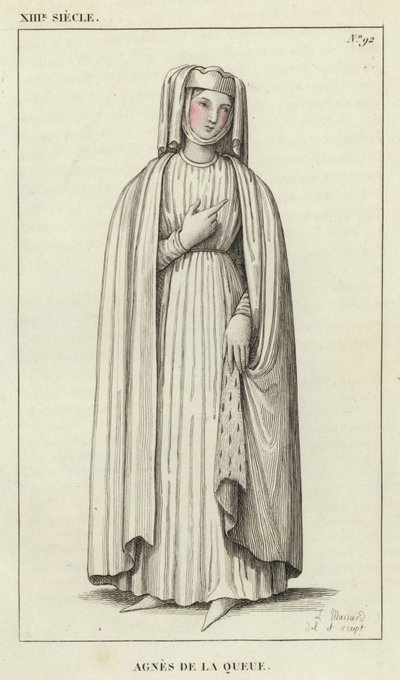 XIII. század, Agnes de la Queue (színes metszet) alkotó: French School
