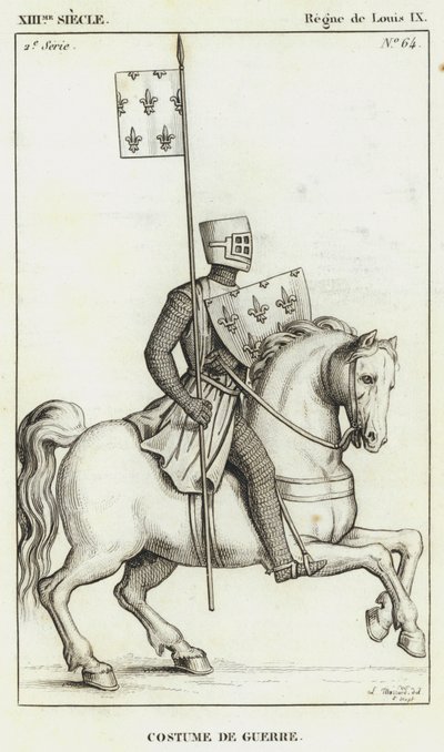 XIII. század, IX. Lajos uralkodása, Háborús jelmez (metszet) alkotó: French School