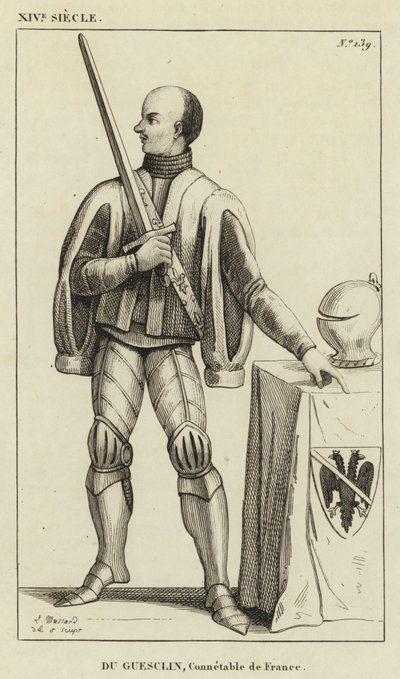 XIV. század, Du Guesclin, francia rendőr (metszet) alkotó: French School