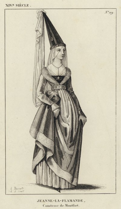 XIV. század, Jeanne-la-Flamande, Montfort grófnője (metszet) alkotó: French School