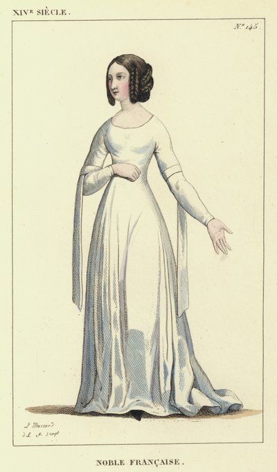 XIV. Siecle, Noble Francaise (színes metszet) alkotó: French School