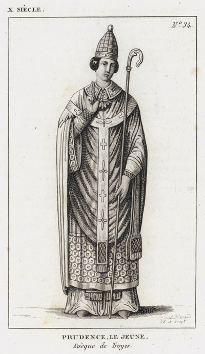 X. század, Prudence ifjabb, Troyes püspöke (metszet) alkotó: French School
