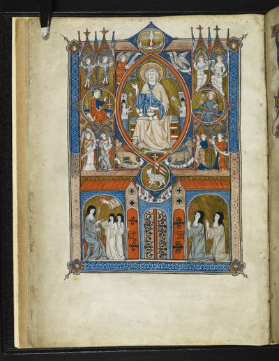 Yates Thompson MS 11 f.1v A Sainte Abbaye ideális állapota, Pierre de Blois „La Sainte Abbaye” című művéből, 1290 körül (vellum) alkotó: French School