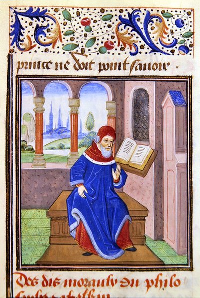 Zaqaquin, a Histoire des Philosophes-ból, 15. század vége (vellum) alkotó: French School
