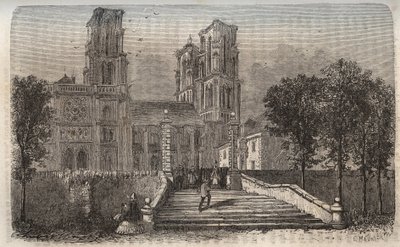 Cathedrale Notre-Dame (Notre Dame) de Laon (1150-1180), Aisne - Victor Duruy (1811-1894) „Franciaország történelmének” című metszete – 1882 alkotó: French School