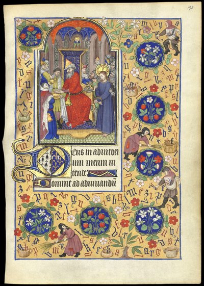 f.135r Miniatűr, amint Pilátus mossa kezét Jézus sorsáról, a Marguerite d