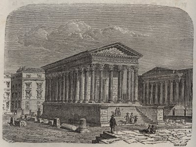 Carree de Nimes borítója - Franciaország, Languedoc-Roussillon, Gard - metszet Victor Duruy (1811-1894) "" Histoire de France" című könyvébe - 1882 alkotó: French School