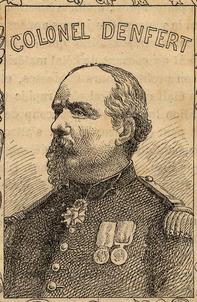 Pierre Philippe Denfert-Rochereau francia ezredes portréja - 1870-71 (metszet) alkotó: French School