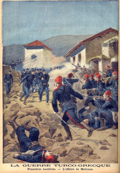 az 1897-es görög-török háború (a harmincnapos háború) – az egyik első csata Thesszáliában alkotó: French School