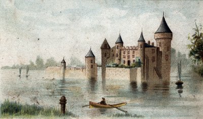 kilátás nyílik a Chateau de la Brede-re (Gironde). alkotó: French School