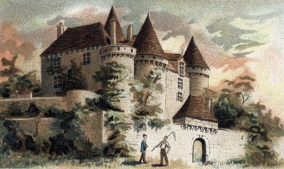 Fenelon kastélyának kilátása a Dordogne-ban. alkotó: French School