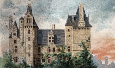 kilátás a Montigny-le-Ganelon (Montigny le ganelon) kastélyra (Eure et loir). alkotó: French School