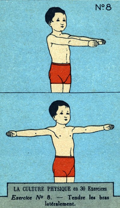 edzés, fitnesz, testgyakorlatok, jó egészség, egészséges (kromolitográfia) 20. század eleje alkotó: French School