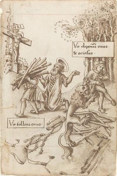 „Aki felveszi a terhét, annak segíts, ne annak, aki lerakja” [fol. 31 recto] alkotó: French early 16th Century