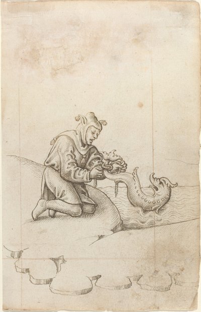 „Farkánál fogva kötsz egy delfint” [fol. 17 recto] alkotó: French early 16th Century