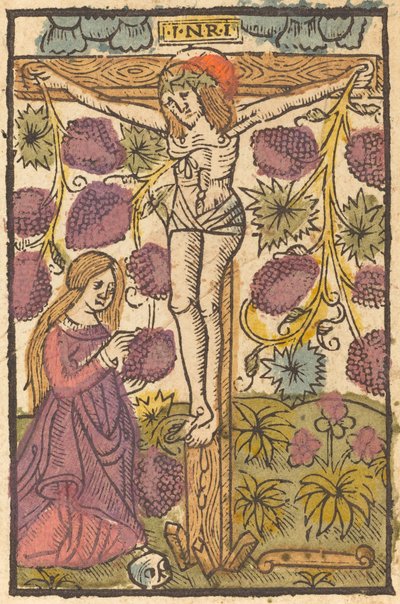 Krisztus a kereszten szőlővel alkotó: French or Netherlandish 15th Century