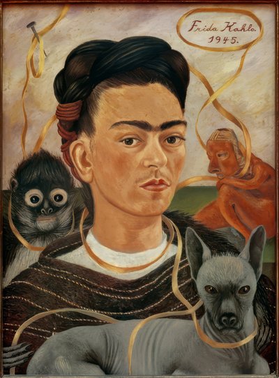 Önarckép kis majmokkal alkotó: Frida Kahlo