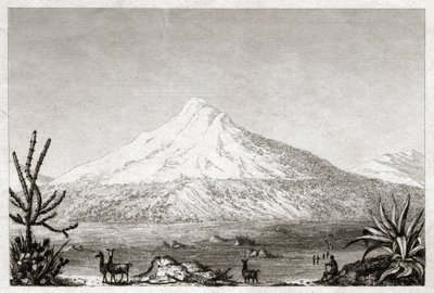 Chimborazo vulkán. (metszet, kb. 1840) alkotó: Friedrich Alexander Baron von (after) Humboldt