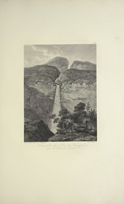 A Rio de Vinagre vízesése a Purace vulkán közelében, Koch rajza, Arnold metszet, illusztráció Alexander von Humboldt és Aime Bonpland „Kordillerák és Amerika bennszülött népeinek emlékművei” című művéből alkotó: Friedrich Alexander Baron von (after) Humboldt