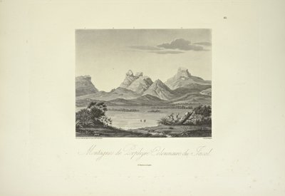 Oszlopos Porphyry hegyei, Jacal, rajzolta Marchais, metszette Bouquet, illusztráció a "Kordillerák és Amerika őslakosainak emlékművei" című művéből, Alexander von Humboldt és Aime Bonpland alkotó: Friedrich Alexander Baron von (after) Humboldt