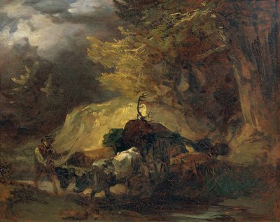 A vadászat után (visszatérve a szarvasvadászatból) alkotó: Friedrich August Mathias Gauermann
