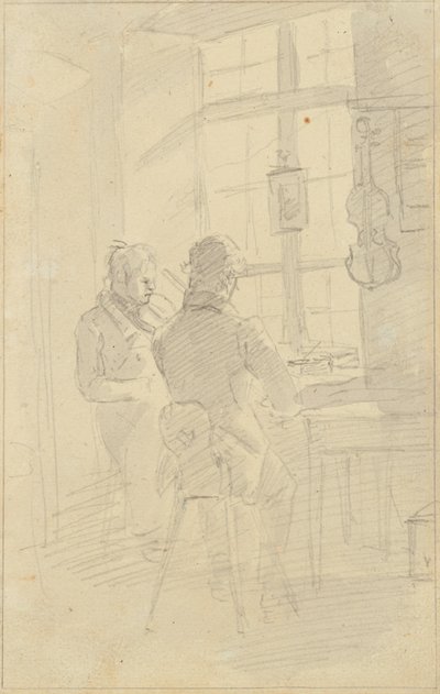 Két férfi hegedül alkotó: Friedrich August Mathias Gauermann