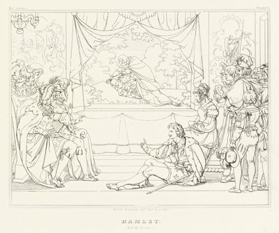 Hamlet, III. felvonás, 2. jelenet (metszet) alkotó: Friedrich August Moritz Retzsch