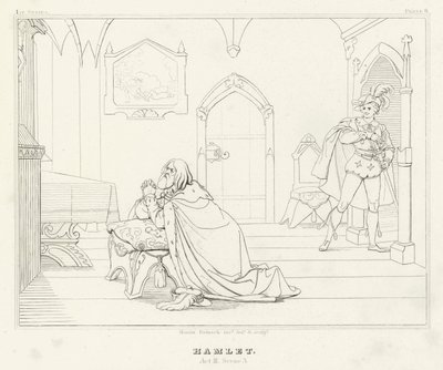 Hamlet, III. felvonás, 3. jelenet (metszet) alkotó: Friedrich August Moritz Retzsch