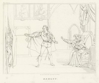 Hamlet, III. felvonás, 4. jelenet (metszet) alkotó: Friedrich August Moritz Retzsch