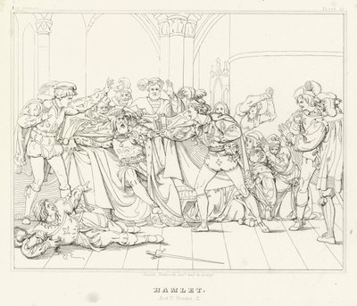Hamlet, V. felvonás, 2. jelenet (metszet) alkotó: Friedrich August Moritz Retzsch
