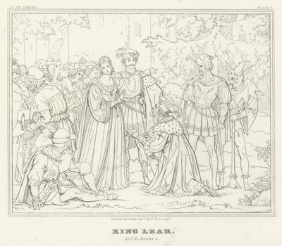 Lear király, II. felvonás, 4. jelenet (metszet) alkotó: Friedrich August Moritz Retzsch