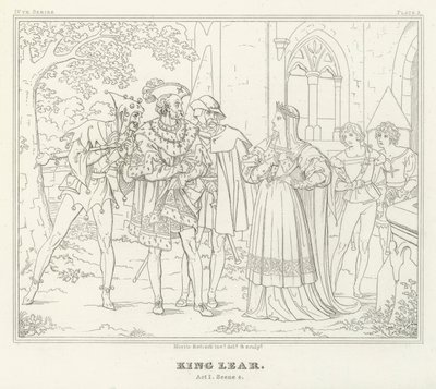Lear király, I. felvonás, 4. jelenet (metszet) alkotó: Friedrich August Moritz Retzsch