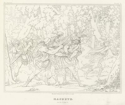 Macbeth, III. felvonás, 3. jelenet (metszet) alkotó: Friedrich August Moritz Retzsch