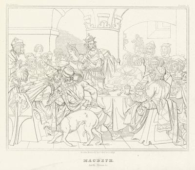 Macbeth, III. felvonás, 4. jelenet (metszet) alkotó: Friedrich August Moritz Retzsch