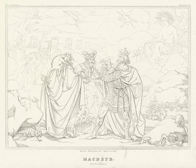 Macbeth, IV. felvonás, 1. jelenet (metszet) alkotó: Friedrich August Moritz Retzsch