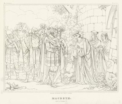 Macbeth, I. felvonás, 6. jelenet (metszet) alkotó: Friedrich August Moritz Retzsch