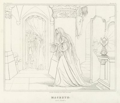 Macbeth, V. felvonás, 1. jelenet (metszet) alkotó: Friedrich August Moritz Retzsch