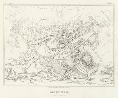 Macbeth, V. felvonás, 7. jelenet (metszet) alkotó: Friedrich August Moritz Retzsch
