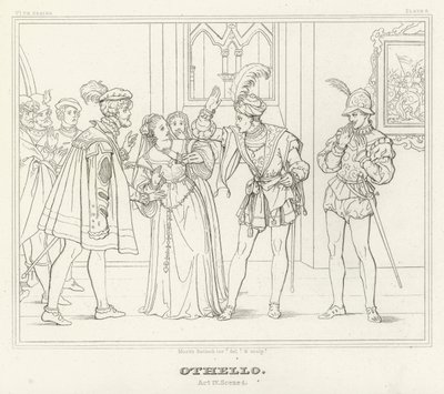 Othello, IV. felvonás, 1. jelenet (metszet) alkotó: Friedrich August Moritz Retzsch