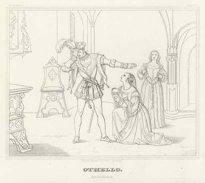 Othello, IV. felvonás, 2. jelenet (metszet) alkotó: Friedrich August Moritz Retzsch