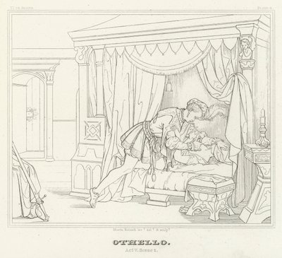 Othello, V. felvonás, 2. jelenet (metszet) alkotó: Friedrich August Moritz Retzsch