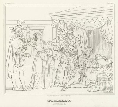 Othello, V. felvonás, 2. jelenet (metszet) alkotó: Friedrich August Moritz Retzsch