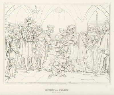 Rómeó és Júlia, V. felvonás, 3. jelenet (metszet) alkotó: Friedrich August Moritz Retzsch